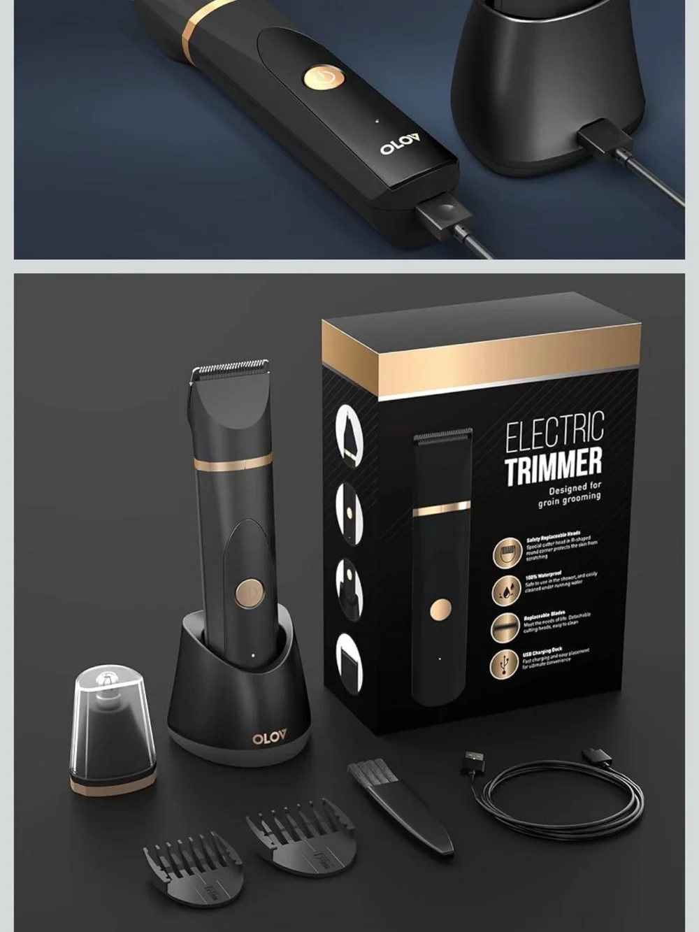 OLOV Electric Body Hair Trimmer - Groin Trimmer for Men - Bikini Trimmer Women -
